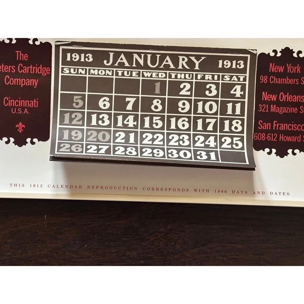 Vtg Peters Cartridge Company Advertising Calendar 1986 Reproduction Hunting Art